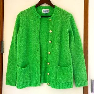 Vintage brat lime green cardigan sweater